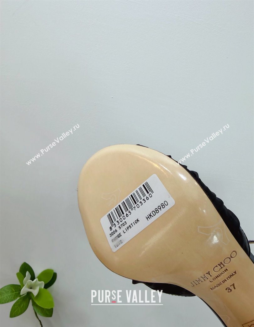 Jimmy Choo Sacora Heel Sandals 10.5cm in Mesh and Leather with Pearl Black 2025 1210 (MD-251210110)