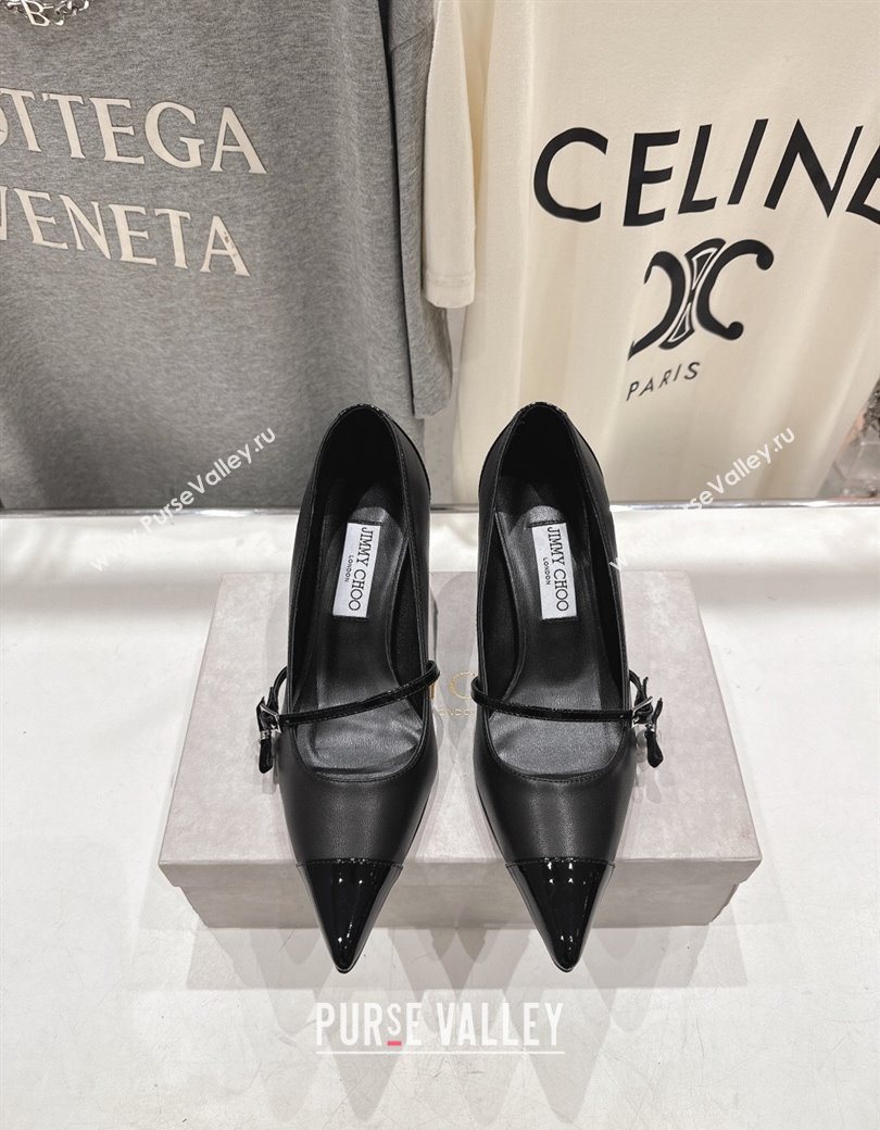Jimmy Choo Aren Pumps 6.5cm in Lambskin Leather with Pearl Bow Black 2025 (MD-251210078)