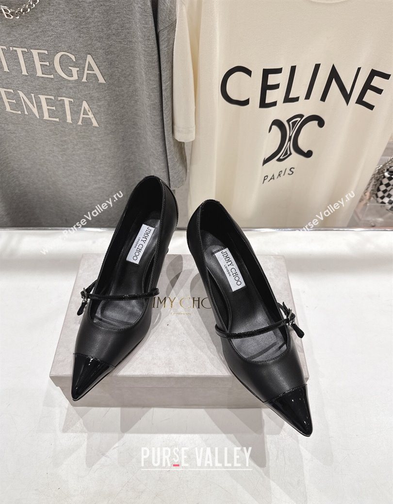 Jimmy Choo Aren Pumps 6.5cm in Lambskin Leather with Pearl Bow Black 2025 (MD-251210078)