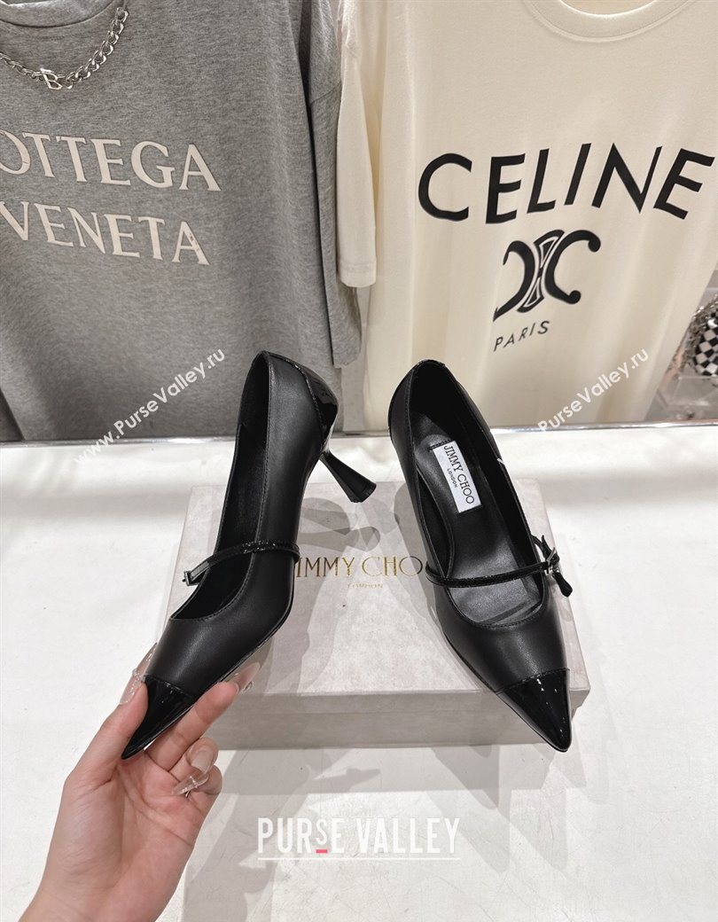 Jimmy Choo Aren Pumps 6.5cm in Lambskin Leather with Pearl Bow Black 2025 (MD-251210078)