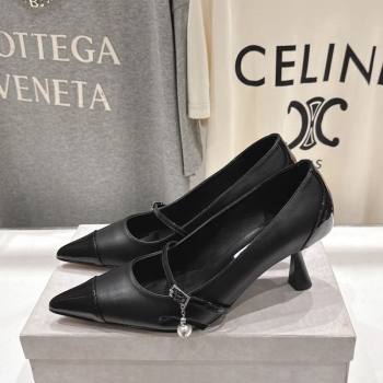 Jimmy Choo Aren Pumps 6.5cm in Lambskin Leather with Pearl Bow Black 2025 (MD-251210078)