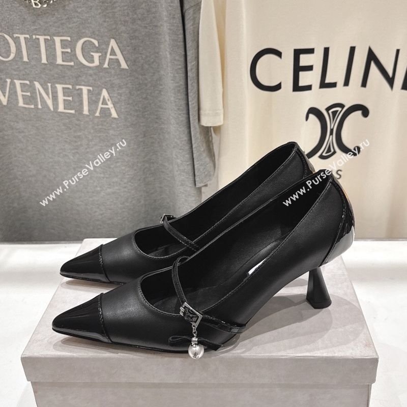 Jimmy Choo Aren Pumps 6.5cm in Lambskin Leather with Pearl Bow Black 2025 (MD-251210078)