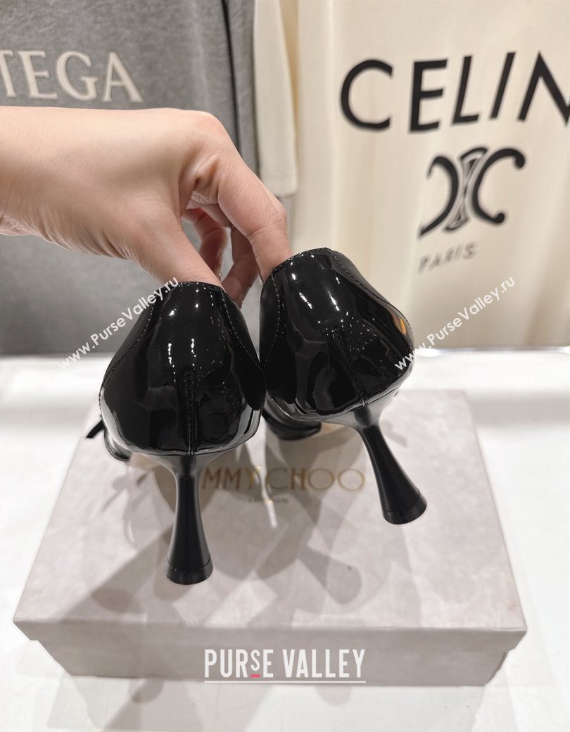 Jimmy Choo Aren Pumps 6.5cm in Lambskin Leather with Pearl Bow Black 2025 (MD-251210078)