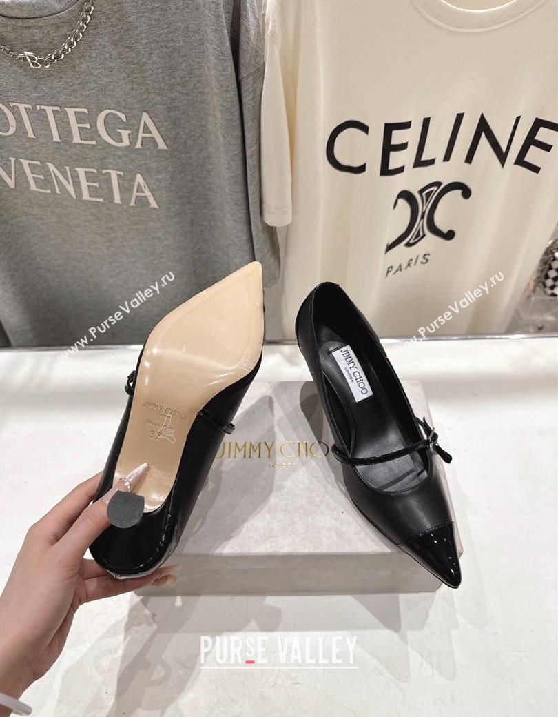 Jimmy Choo Aren Pumps 6.5cm in Lambskin Leather with Pearl Bow Black 2025 (MD-251210078)