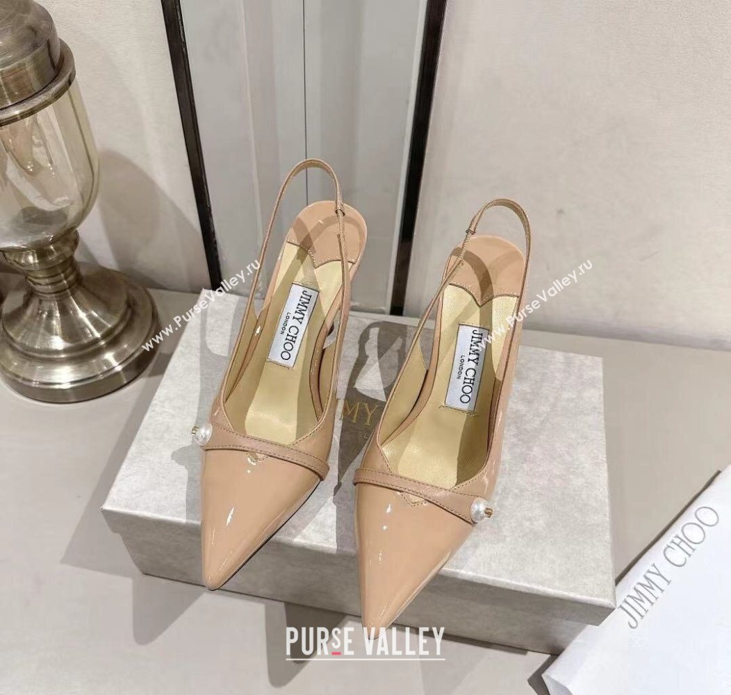 Jimmy Choo Amita Pumps 8.5cm in Patent Leather with Pearl Nude 2025 1210 (MD-251210084)