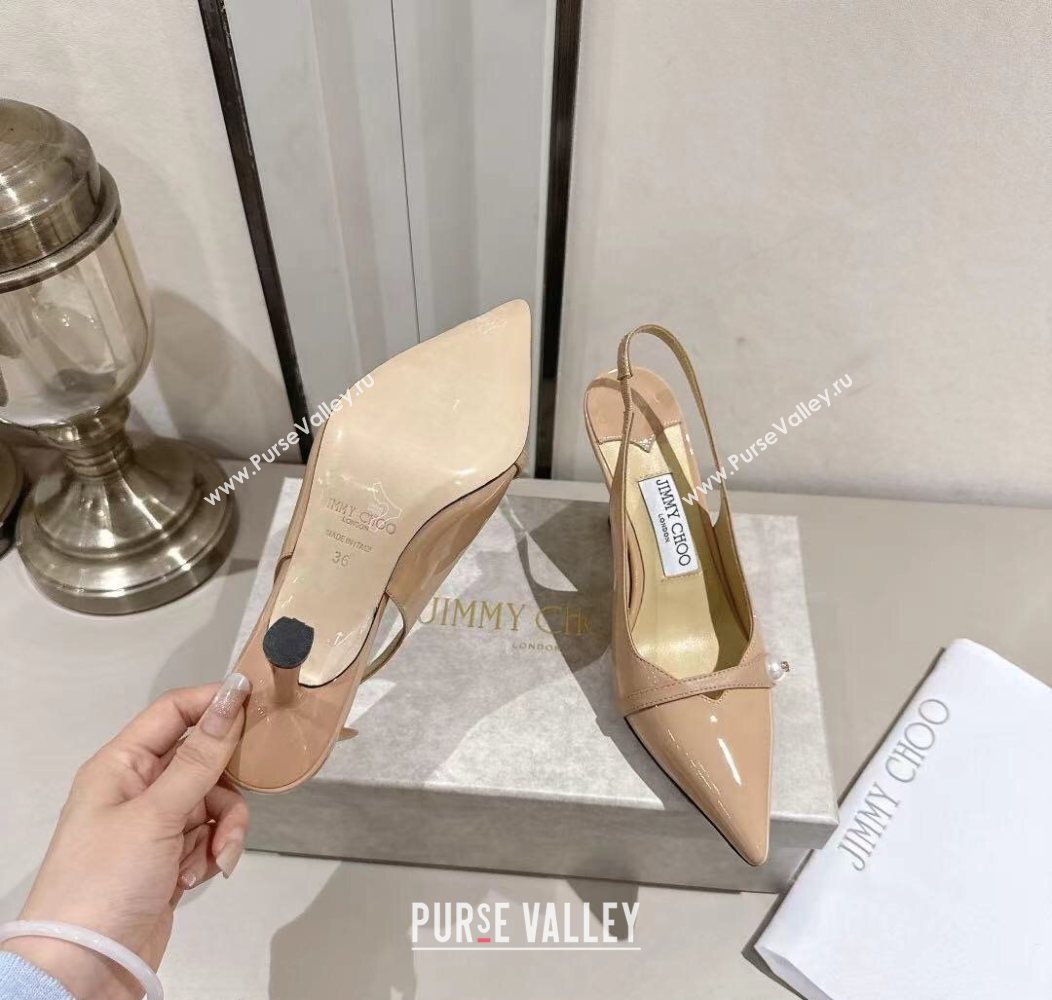 Jimmy Choo Amita Pumps 8.5cm in Patent Leather with Pearl Nude 2025 1210 (MD-251210084)