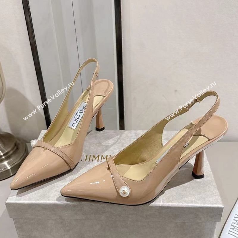 Jimmy Choo Amita Pumps 8.5cm in Patent Leather with Pearl Nude 2025 1210 (MD-251210084)