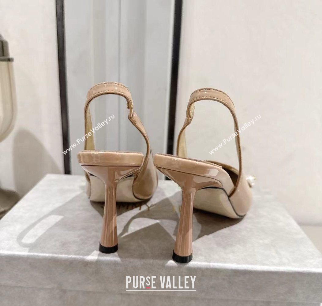 Jimmy Choo Amita Pumps 8.5cm in Patent Leather with Pearl Nude 2025 1210 (MD-251210084)