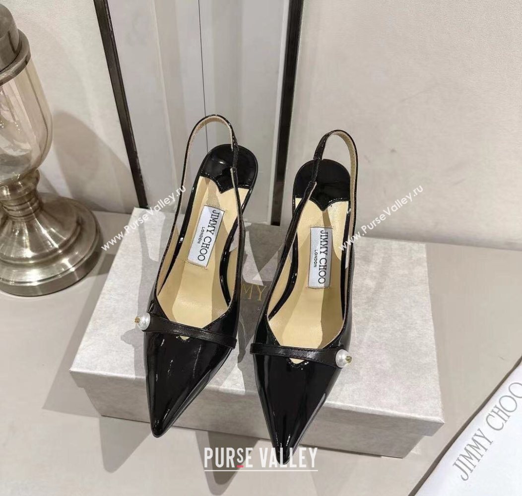 Jimmy Choo Amita Pumps 8.5cm in Patent Leather with Pearl Black 2025 1210 (MD-251210085)