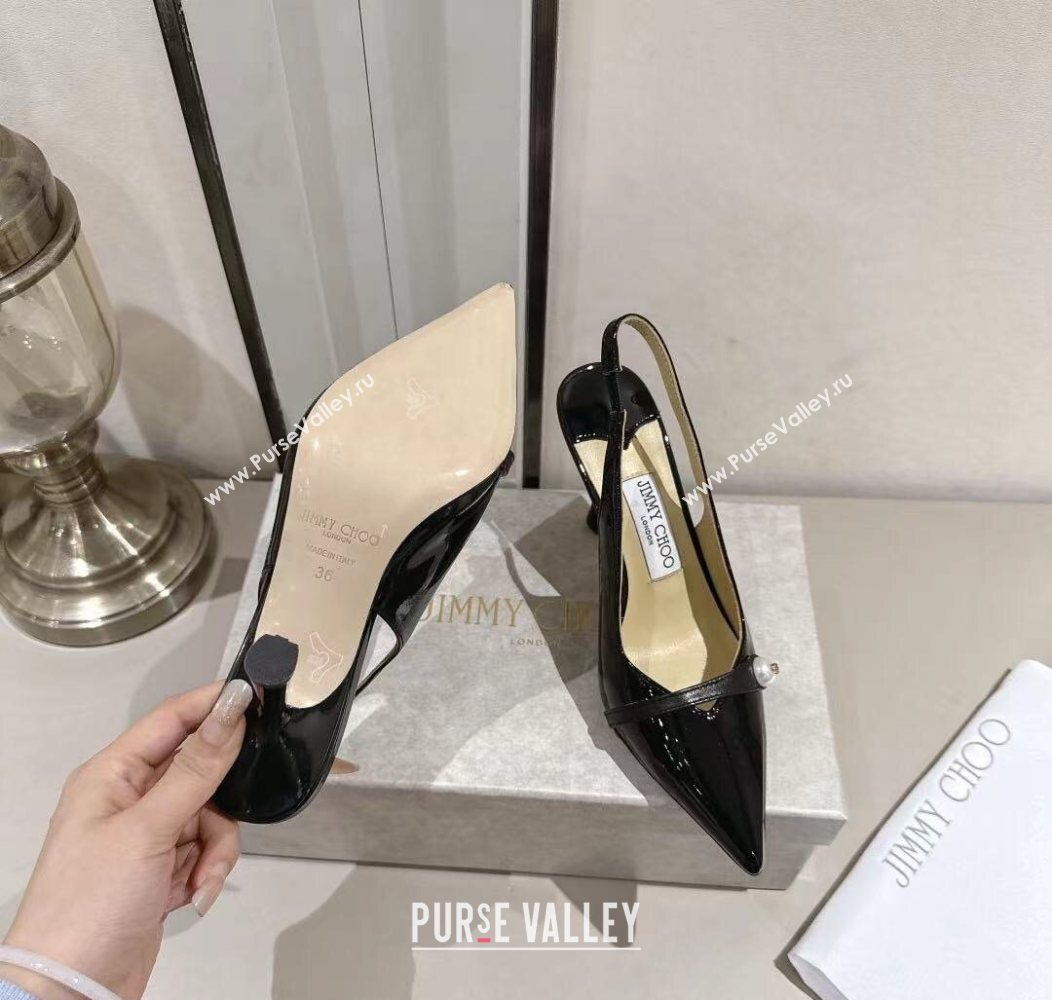 Jimmy Choo Amita Pumps 8.5cm in Patent Leather with Pearl Black 2025 1210 (MD-251210085)