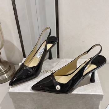 Jimmy Choo Amita Pumps 8.5cm in Patent Leather with Pearl Black 2025 1210 (MD-251210085)