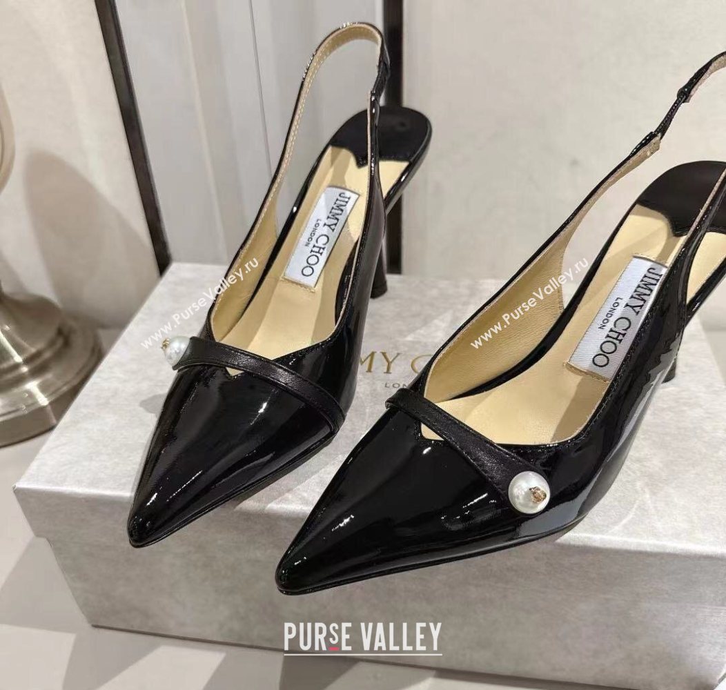 Jimmy Choo Amita Pumps 8.5cm in Patent Leather with Pearl Black 2025 1210 (MD-251210085)