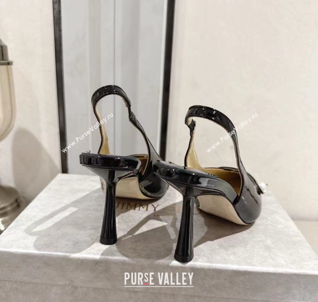 Jimmy Choo Amita Pumps 8.5cm in Patent Leather with Pearl Black 2025 1210 (MD-251210085)