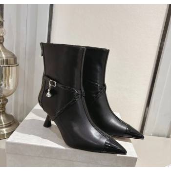 Jimmy Choo Aren Heel Ankle Boots 6.5cm in Lambskin and Patent Calfskin Leather with Pear Straps Black 2025 (MD-251211002)