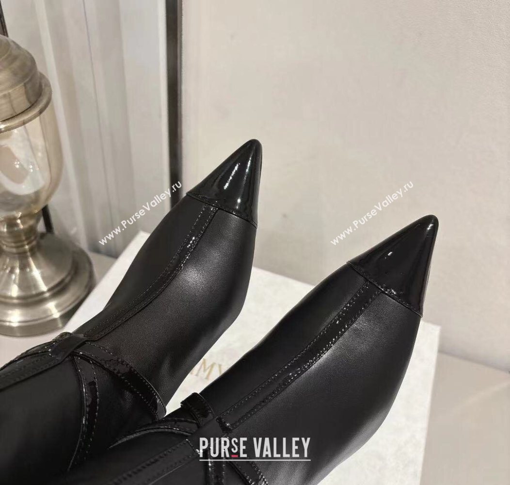 Jimmy Choo Aren Heel Ankle Boots 6.5cm in Lambskin and Patent Calfskin Leather with Pear Straps Black 2025 (MD-251211002)