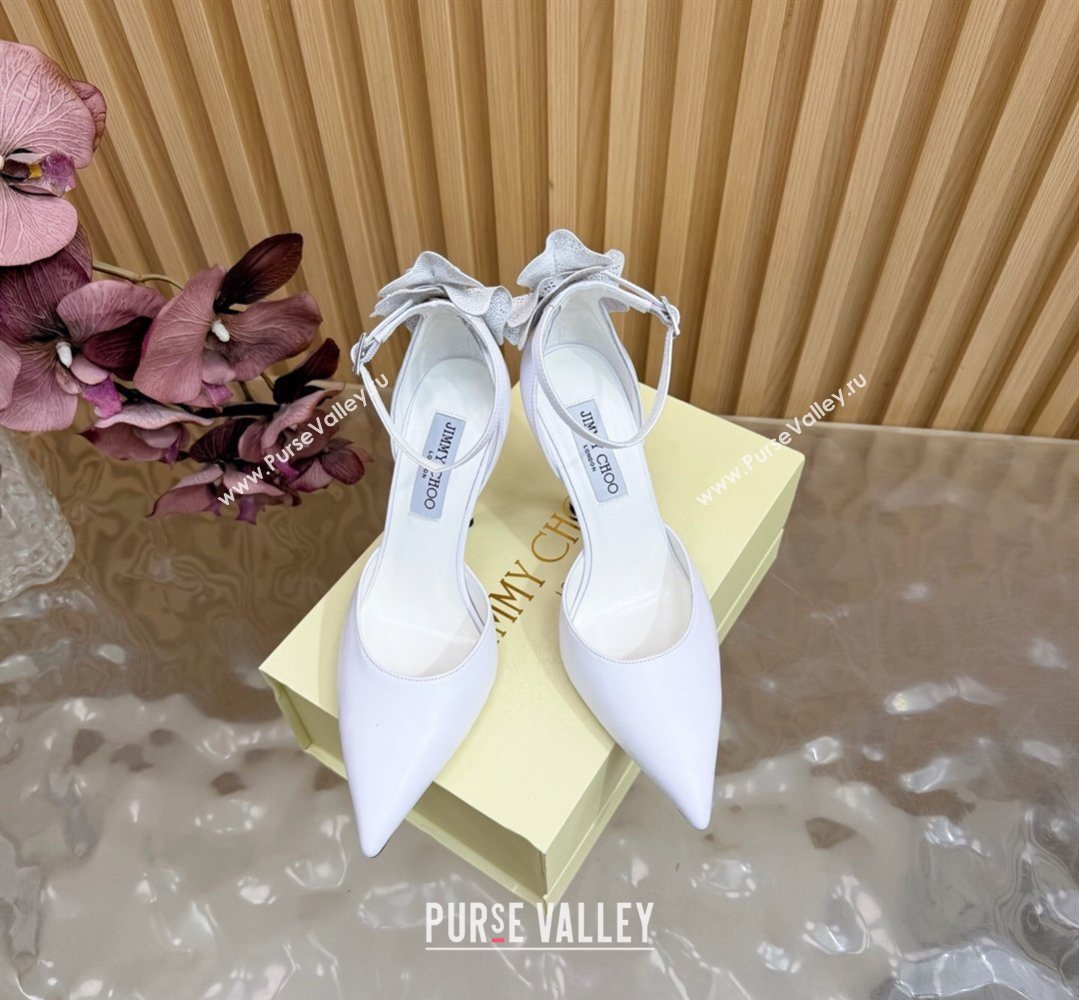Jimmy Choo Marja Pumps 10cm in Calfskin Leather with Flower White 2026 (MD-260207016)
