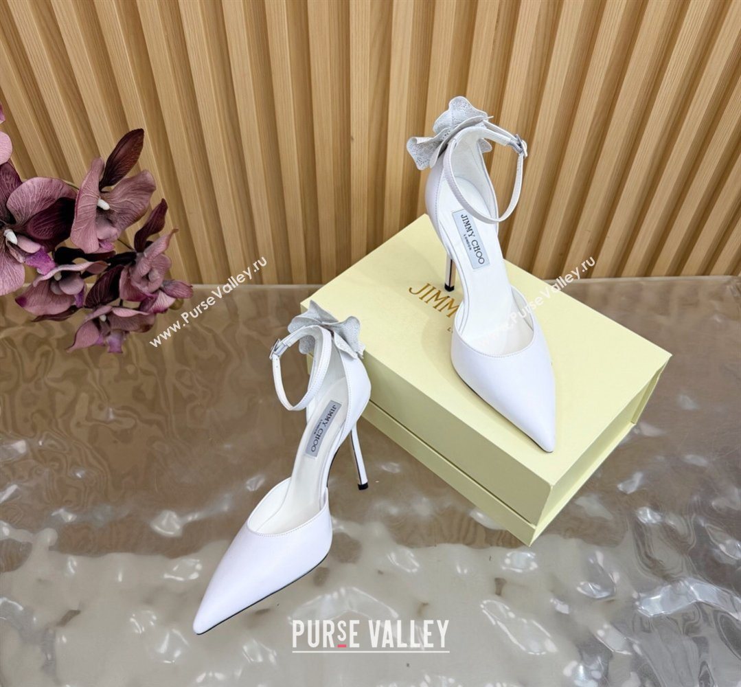 Jimmy Choo Marja Pumps 10cm in Calfskin Leather with Flower White 2026 (MD-260207016)