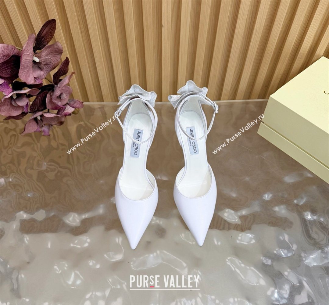 Jimmy Choo Marja Pumps 10cm in Calfskin Leather with Flower White 2026 (MD-260207016)