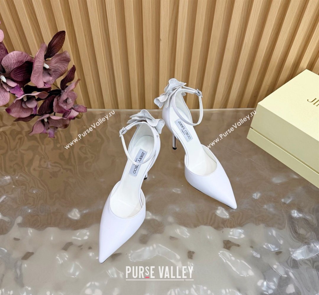 Jimmy Choo Marja Pumps 10cm in Calfskin Leather with Flower White 2026 (MD-260207016)