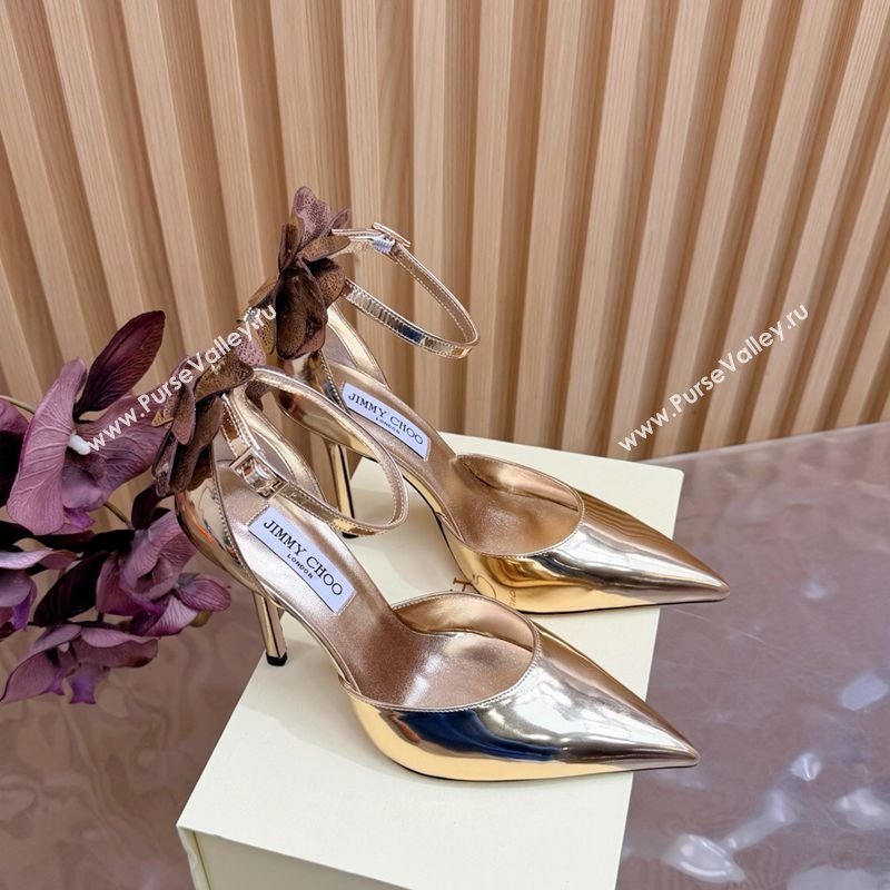 Jimmy Choo Marja Pumps 10cm in Patent Leather with Flower Gold 2026 (MD-260207018)