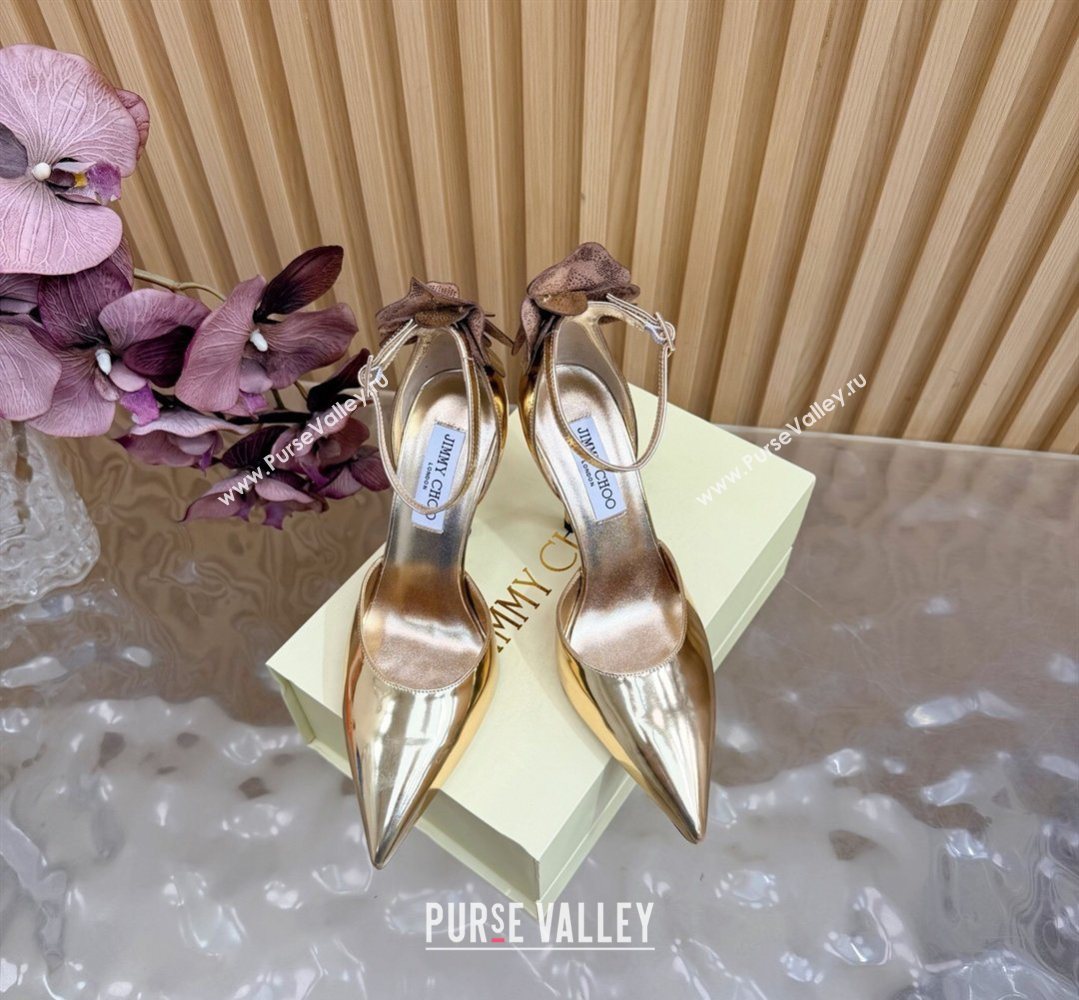 Jimmy Choo Marja Pumps 10cm in Patent Leather with Flower Gold 2026 (MD-260207018)