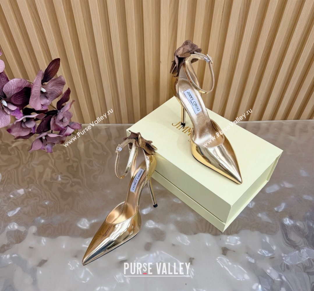 Jimmy Choo Marja Pumps 10cm in Patent Leather with Flower Gold 2026 (MD-260207018)