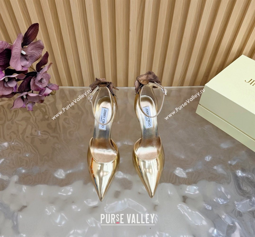 Jimmy Choo Marja Pumps 10cm in Patent Leather with Flower Gold 2026 (MD-260207018)