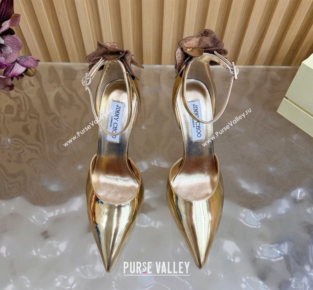 Jimmy Choo Marja Pumps 10cm in Patent Leather with Flower Gold 2026 (MD-260207018)