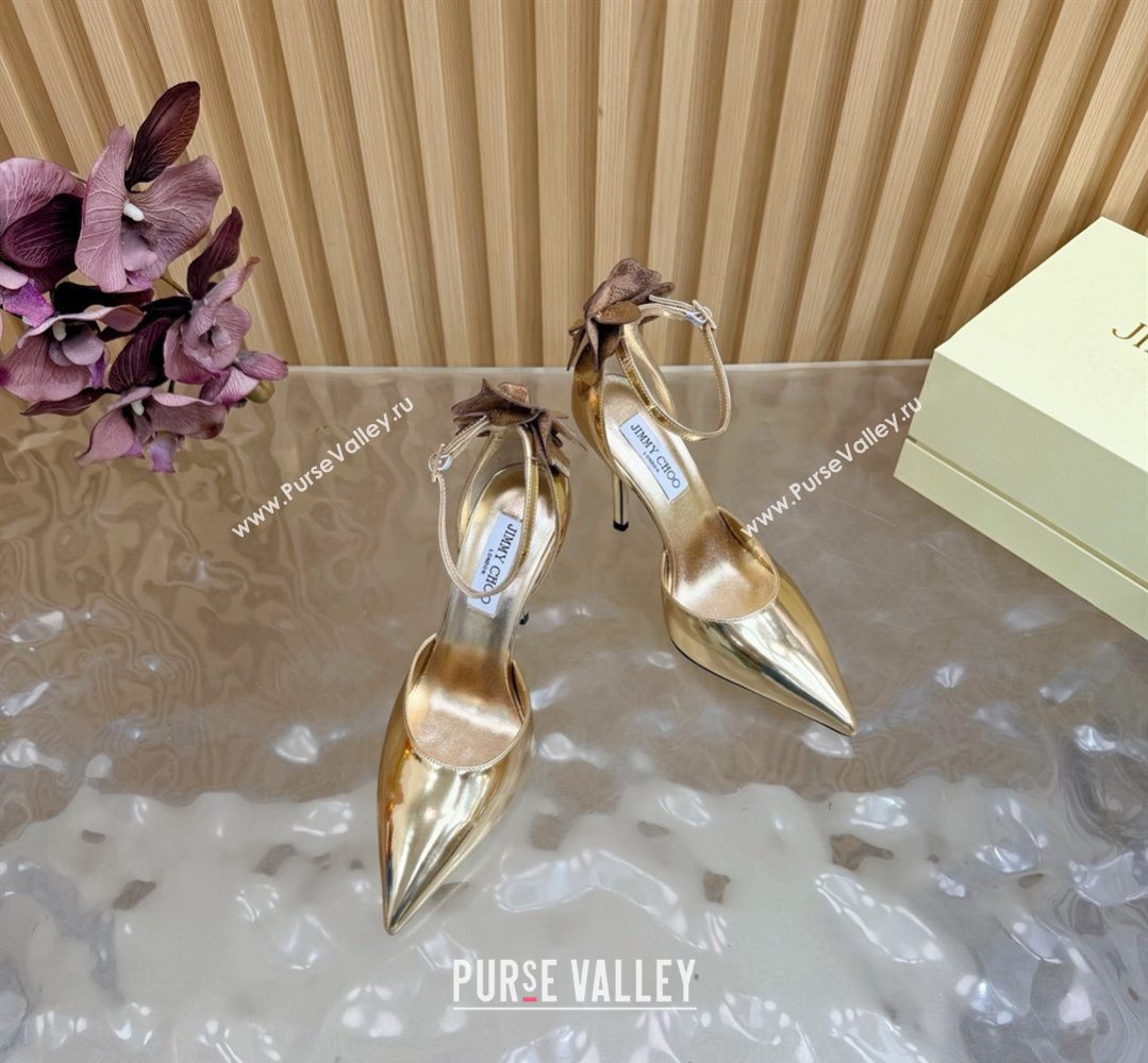 Jimmy Choo Marja Pumps 10cm in Patent Leather with Flower Gold 2026 (MD-260207018)