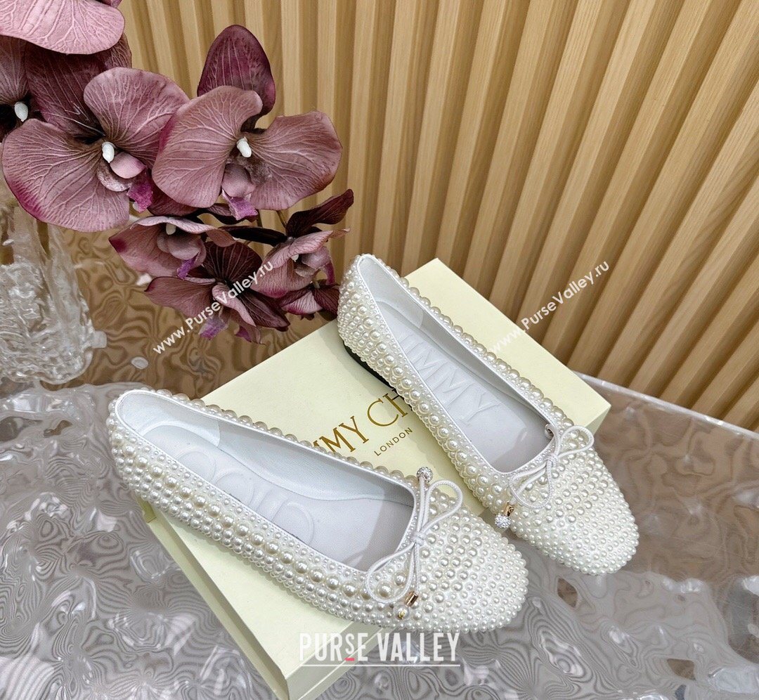 Jimmy Choo Pearls Allover Loafers Flat White 2026 JC020703 (MD-260207038)