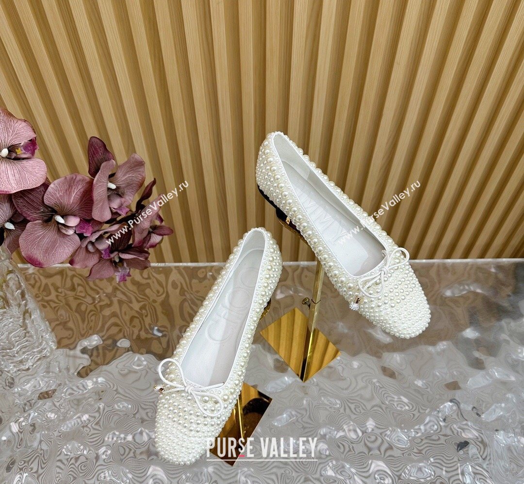 Jimmy Choo Pearls Allover Loafers Flat White 2026 JC020703 (MD-260207038)
