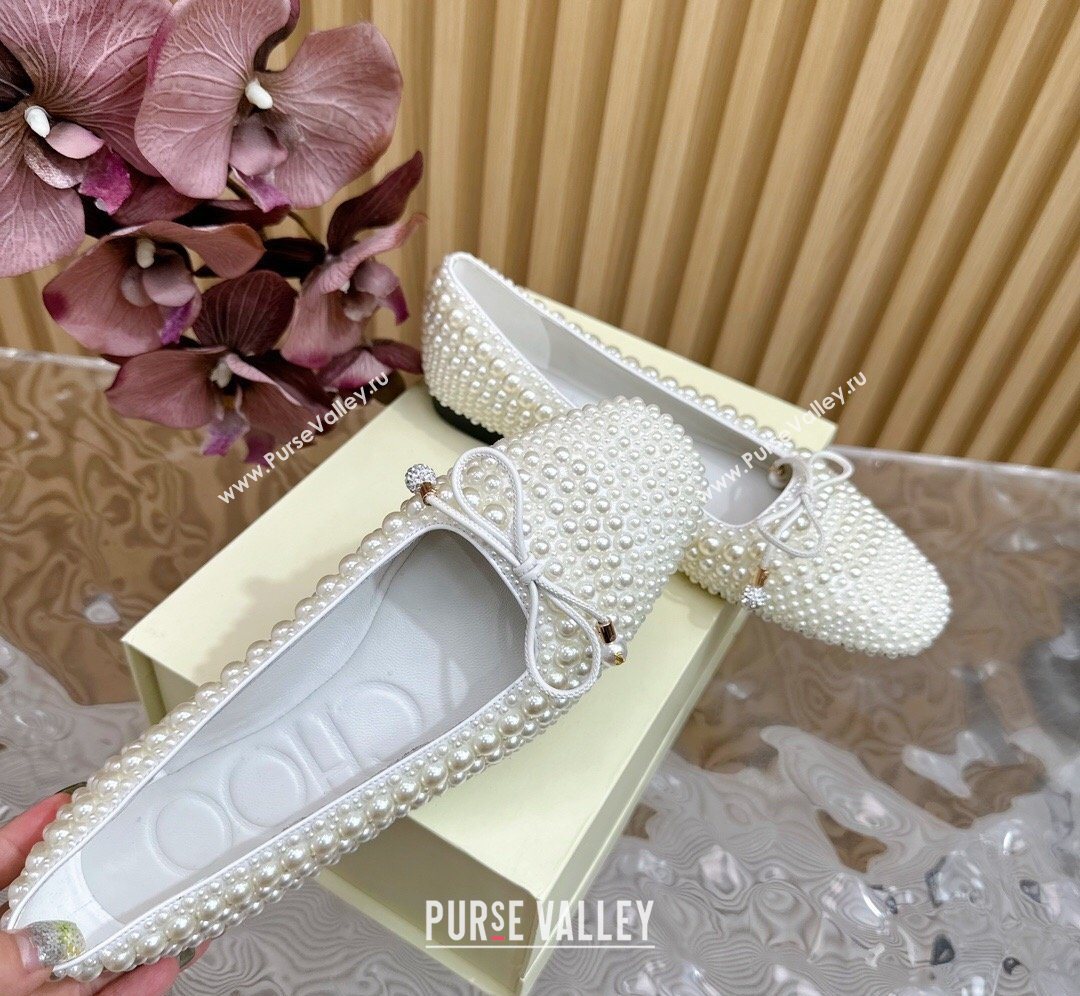 Jimmy Choo Pearls Allover Loafers Flat White 2026 JC020703 (MD-260207038)