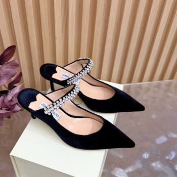 Jimmy Choo Bing Heel Mules 6.5cm with Strass Strap in Velvet Black 2026 0724001 (MD-260207039)