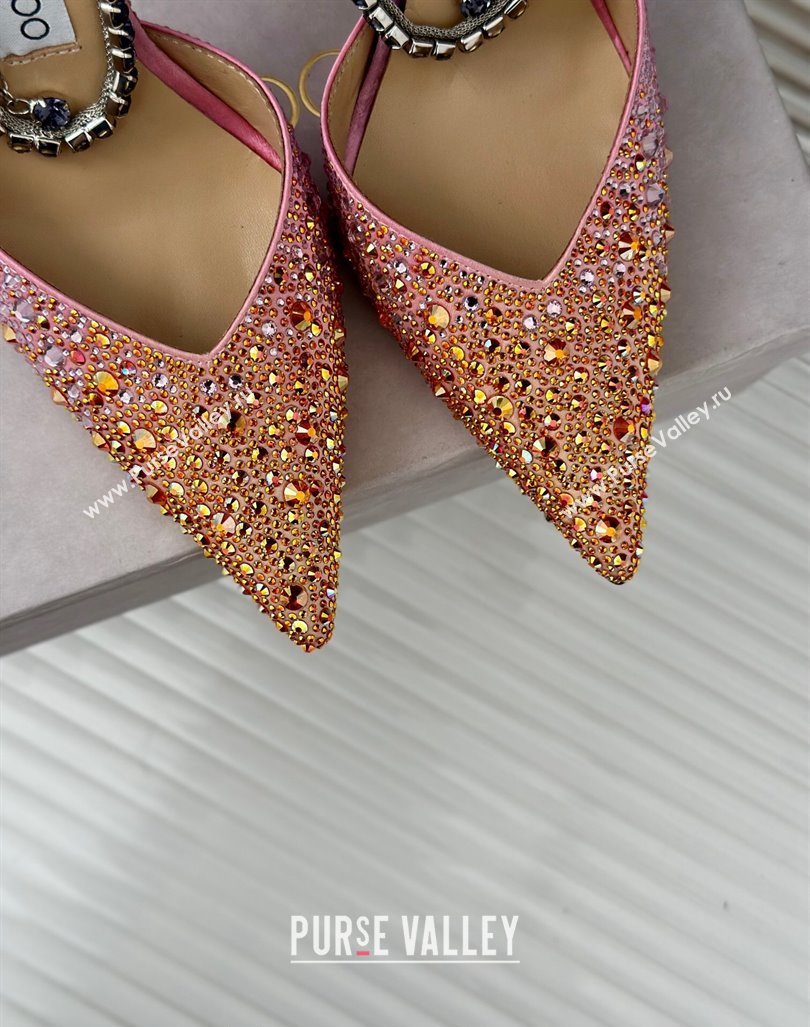 Jimmy Choo Saeda Slingback Pumps 8cm with Strass and Ankle Strap Sunset Mix 2024 (MD-240606058)