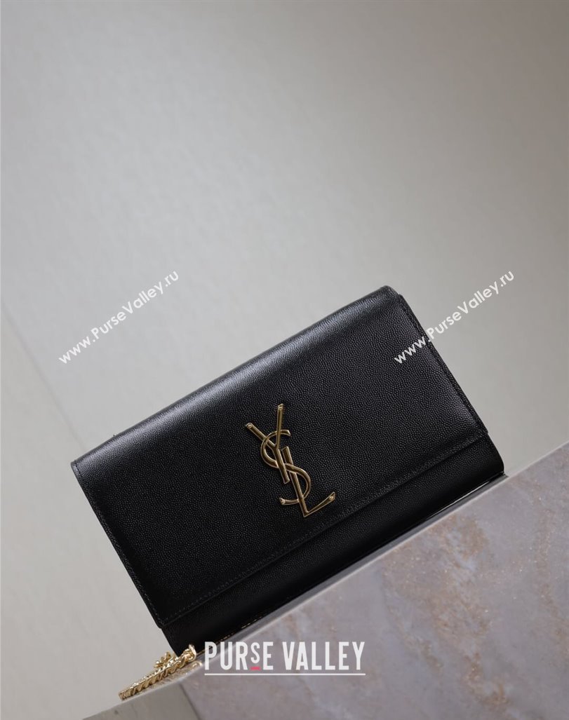 Saint Laurent Kate Medium Chain Bag in Grained Leather 364021 Black/Gold 2025 (YY-250409112)