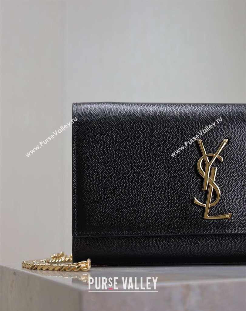 Saint Laurent Kate Medium Chain Bag in Grained Leather 364021 Black/Gold 2025 (YY-250409112)