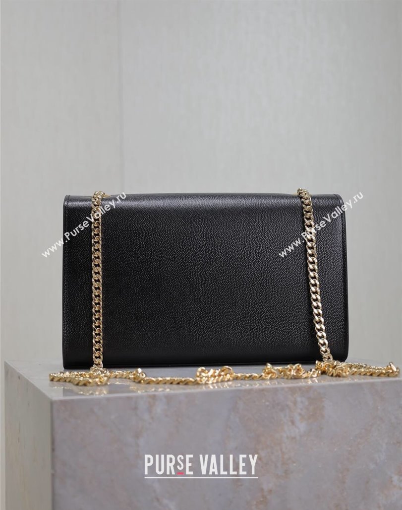 Saint Laurent Kate Medium Chain Bag in Grained Leather 364021 Black/Gold 2025 (YY-250409112)