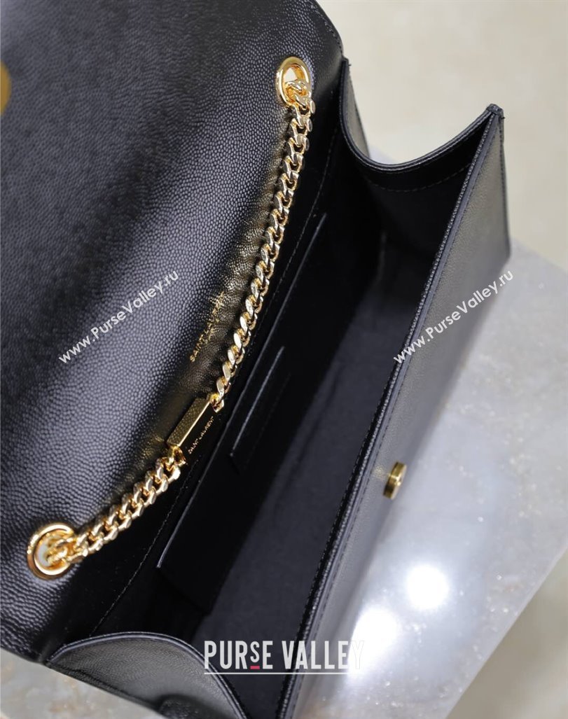 Saint Laurent Kate Medium Chain Bag in Grained Leather 364021 Black/Gold 2025 (YY-250409112)