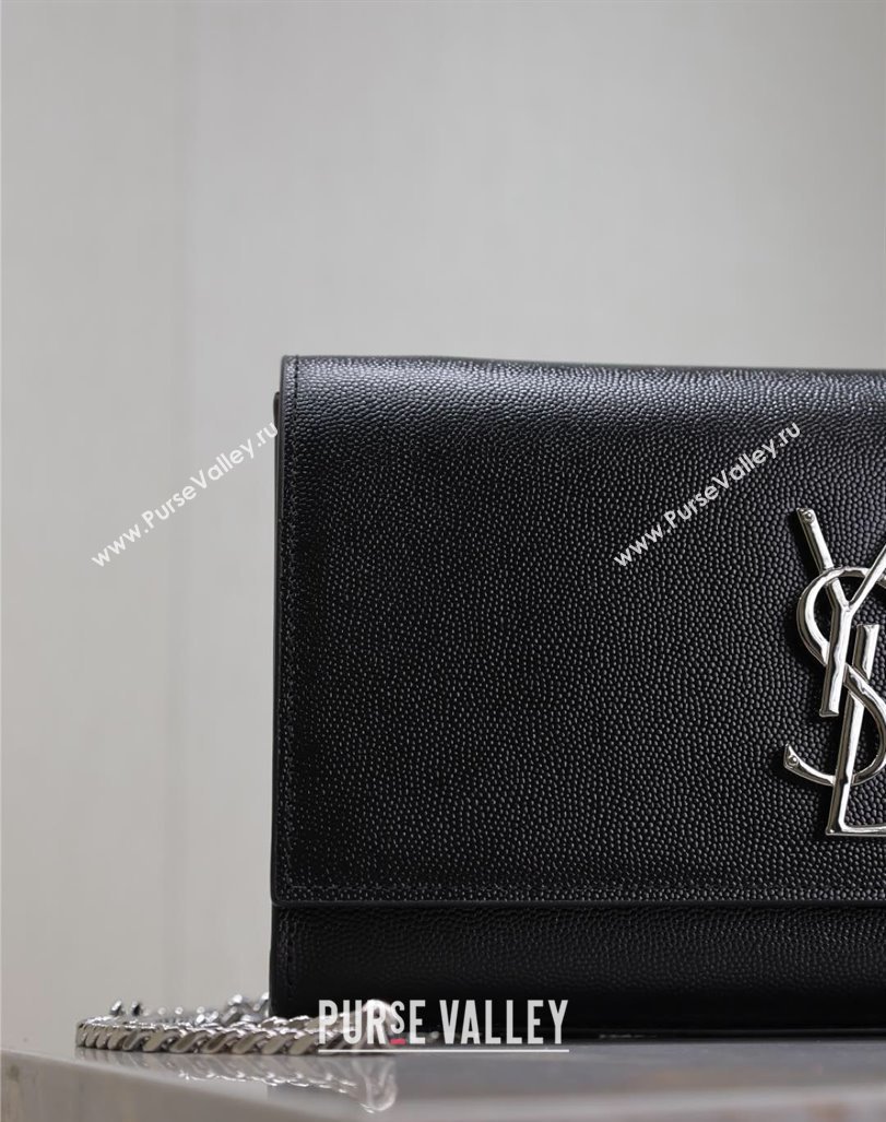 Saint Laurent Kate Medium Chain Bag in Grained Leather 364021 Black/Silver 2025 (YY-250409113)