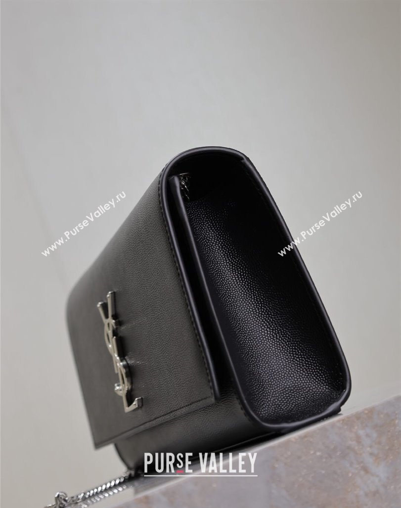 Saint Laurent Kate Medium Chain Bag in Grained Leather 364021 Black/Silver 2025 (YY-250409113)