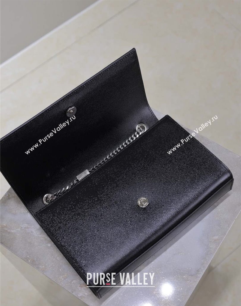 Saint Laurent Kate Medium Chain Bag in Grained Leather 364021 Black/Silver 2025 (YY-250409113)