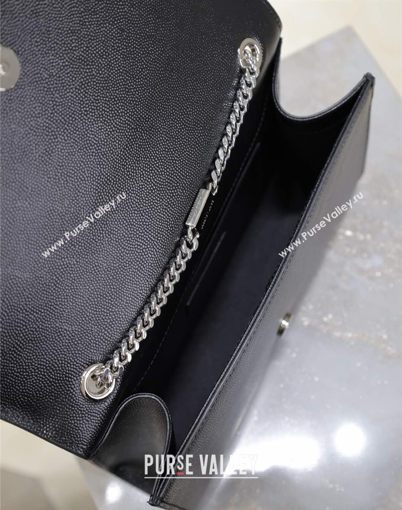 Saint Laurent Kate Medium Chain Bag in Grained Leather 364021 Black/Silver 2025 (YY-250409113)