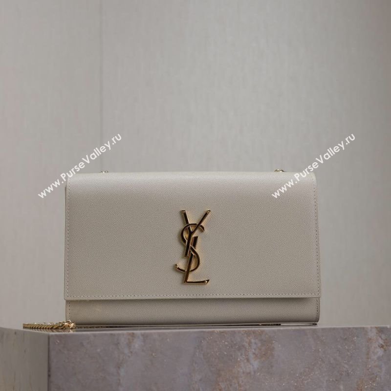 Saint Laurent Kate Medium Chain Bag in Grained Leather 364021 White 2025 (YY-250409114)