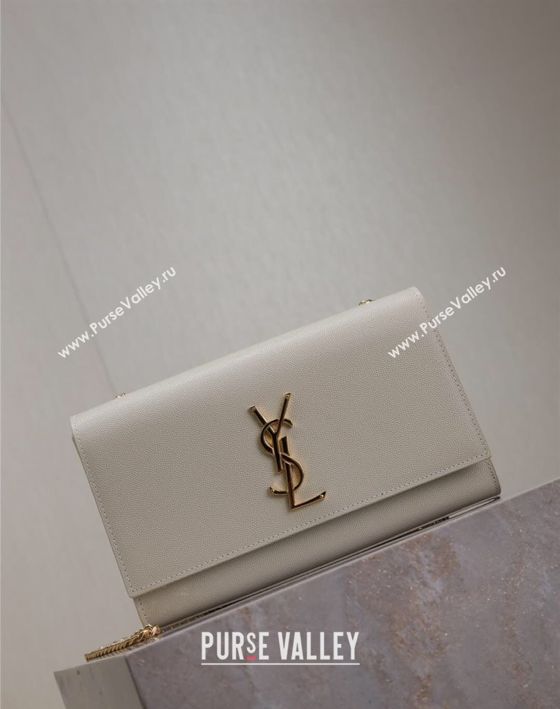 Saint Laurent Kate Medium Chain Bag in Grained Leather 364021 White 2025 (YY-250409114)