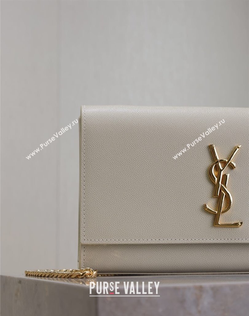 Saint Laurent Kate Medium Chain Bag in Grained Leather 364021 White 2025 (YY-250409114)