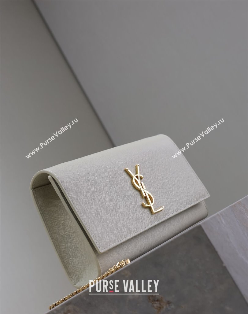 Saint Laurent Kate Medium Chain Bag in Grained Leather 364021 White 2025 (YY-250409114)