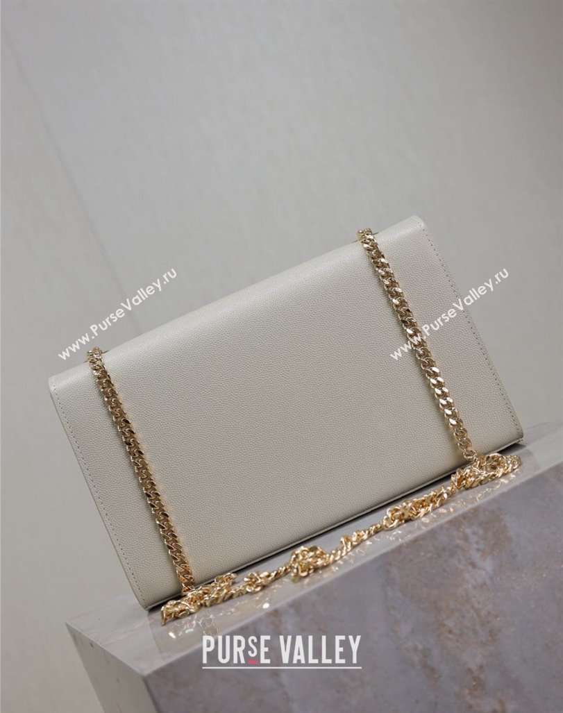 Saint Laurent Kate Medium Chain Bag in Grained Leather 364021 White 2025 (YY-250409114)