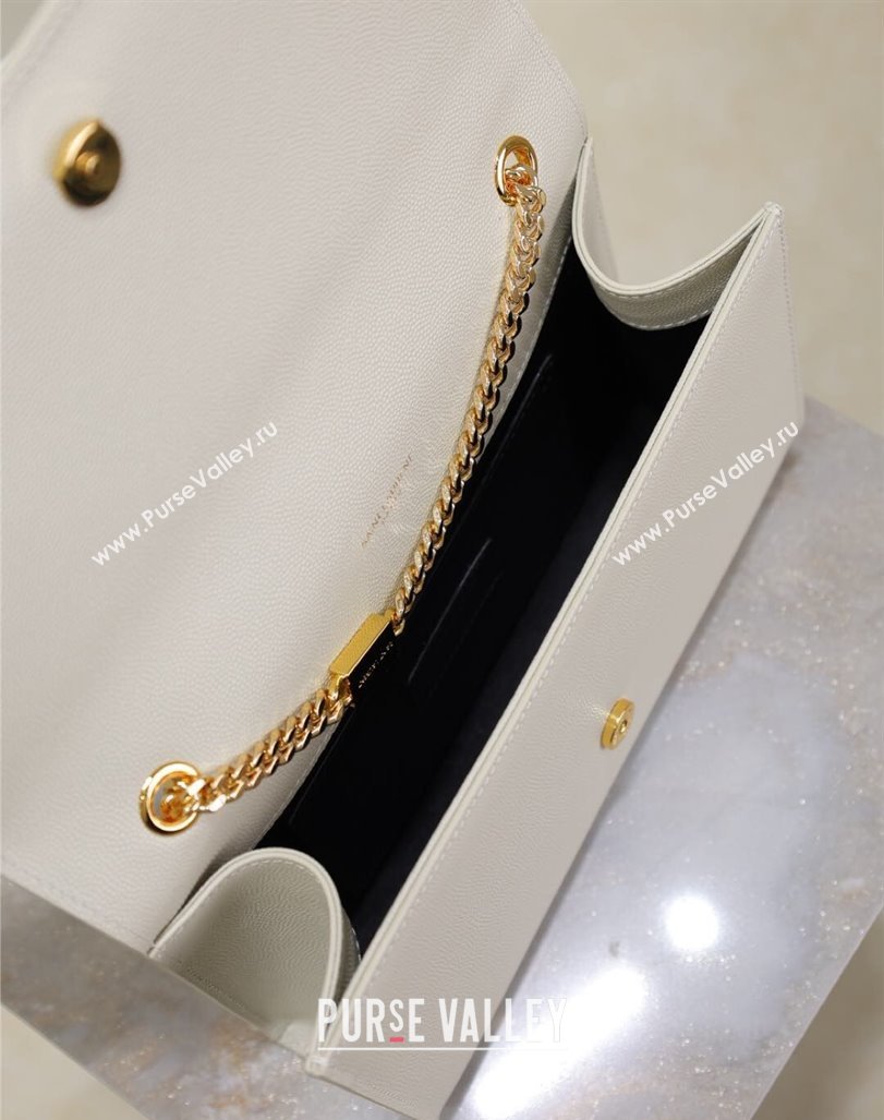 Saint Laurent Kate Medium Chain Bag in Grained Leather 364021 White 2025 (YY-250409114)