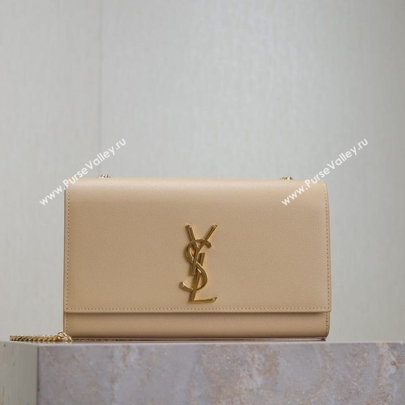 Saint Laurent Kate Medium Chain Bag in Grained Leather 364021 Apricot 2025 (YY-250409115)