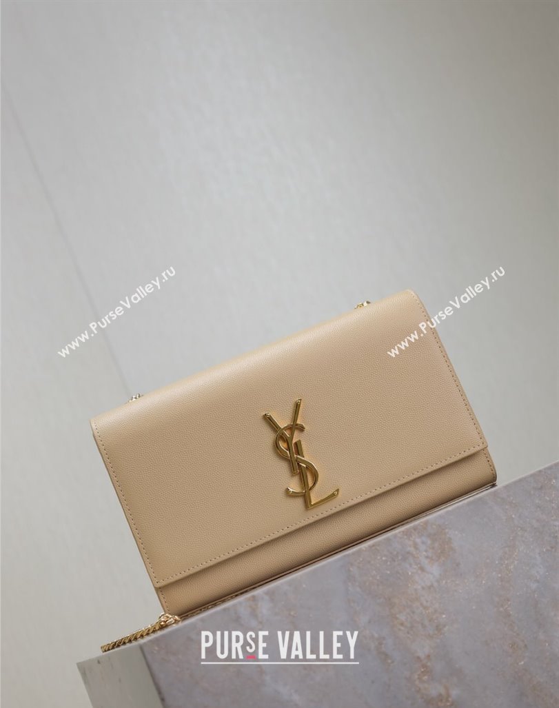 Saint Laurent Kate Medium Chain Bag in Grained Leather 364021 Apricot 2025 (YY-250409115)
